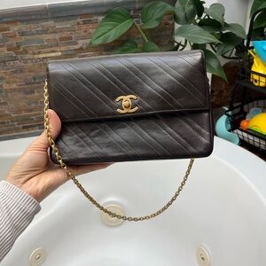 SOLD Vintage chanel brown flap bag bijoux chain